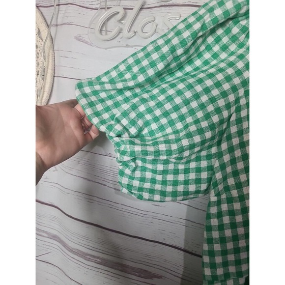 NWT Old Navy Green White Gingham Puff Sleeve Wrap Dress Womans Size 2XL Tall - Picture 4 of 7